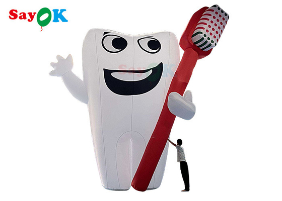 Белый 6м надувный мультфильм персонажи Гигантские зубы Продукты рекламы Надувная модель