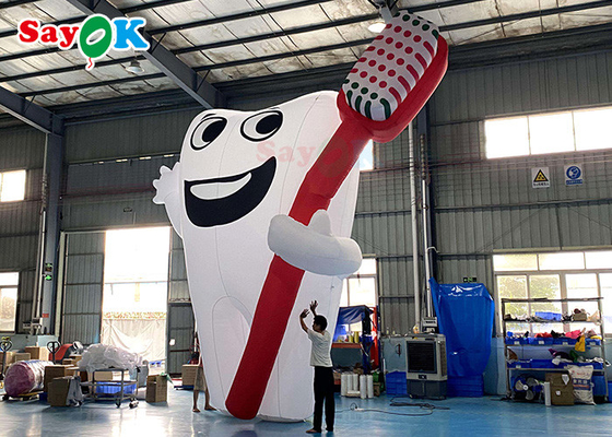 Белый 6м надувный мультфильм персонажи Гигантские зубы Продукты рекламы Надувная модель