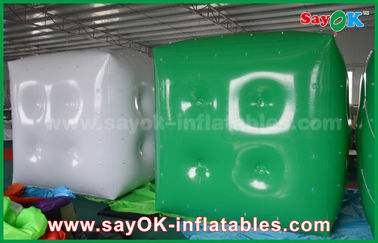Рекламирующ белый зеленый раздувной воздушный шар/воздушный шар гелия куба с логотипом напечатайте