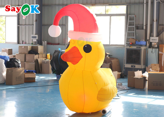 Желтая 2m раздувная утка рождества с украшением двора шляпы