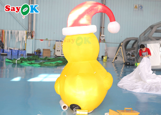 Желтая 2m раздувная утка рождества с украшением двора шляпы