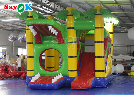 Надувной замок милого зеленого крокодила раздувной для замка Inflable младенца детей скача