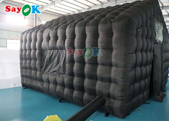 6x5x4mH Надувная клубная палатка на заказ Черная большая портативная вечеринка светодиодное освещение Надувный ночной клуб аренда