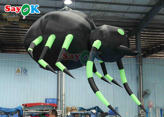 Висящий ужасный надувный паук Декорация Хэллоуина Черный и зеленый