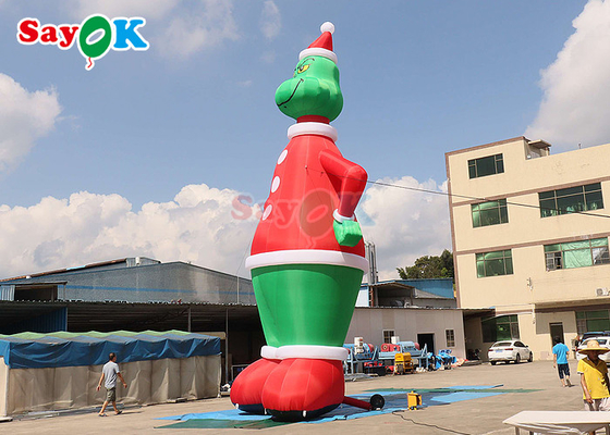 Зеленый и красный 32,8 футов высокий надувный воздушный гринч с украшением двора шляпы