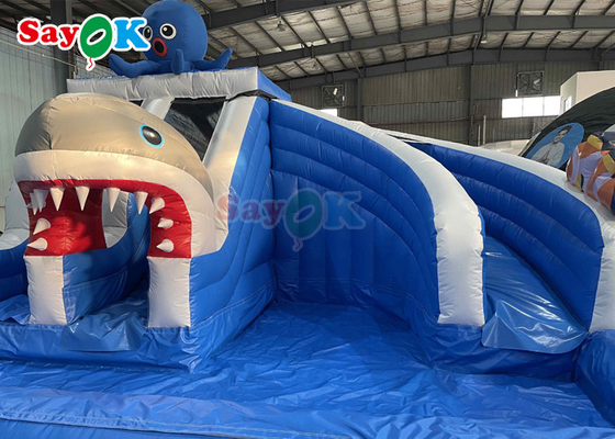 Тема акулы Коммерческий надувный воздушный высадщик Замок с сухим горки