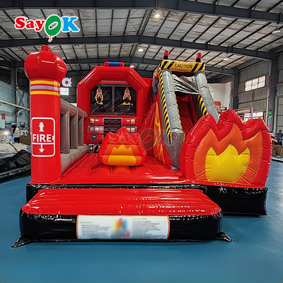 Надувная пожарная станция надувный пожарный грузовик вышибальщик со слайдом