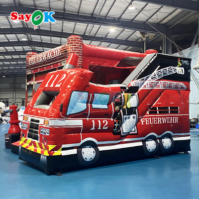 Надувная пожарная станция надувный пожарный грузовик вышибальщик со слайдом