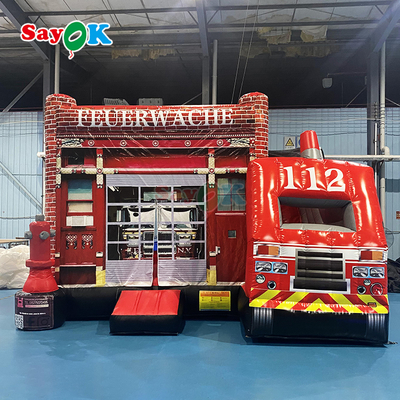 Надувная пожарная станция надувный пожарный грузовик вышибальщик со слайдом