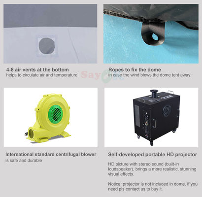 100% светонепроницаемый огнестойкий надувной купол планетария с бесплатным 3D-дизайном и индивидуальной печатью