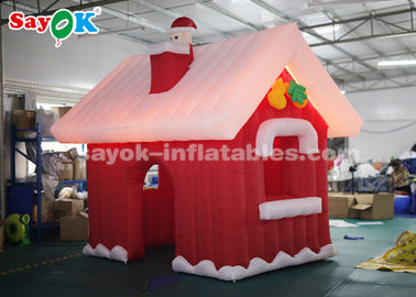 Красный цвет дома Санта Клауса рождества СГС РОХС раздувной + белый цвет