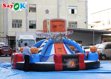 Гигантской на открытом воздухе раздувной логотип стрельбы обруча баскетбола подгонянный игрой