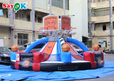Гигантской на открытом воздухе раздувной логотип стрельбы обруча баскетбола подгонянный игрой