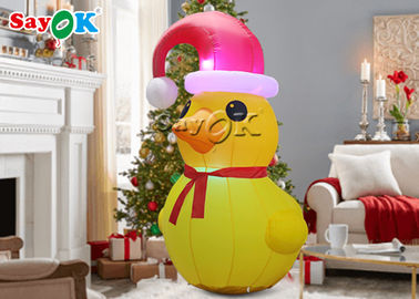 Утка приведенная желтого цвета рождества с персонажами из мультфильма СГС красной шляпы раздувными