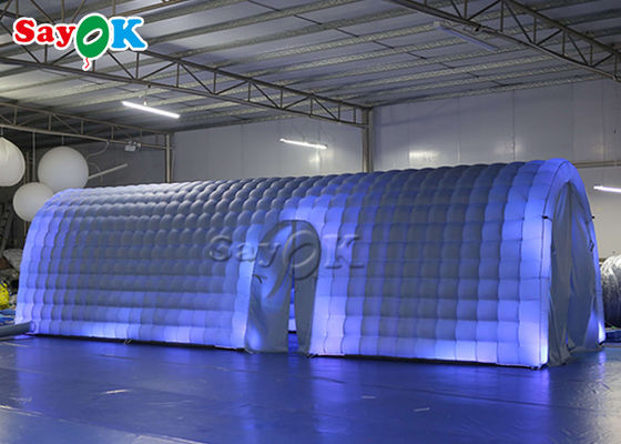 Надувная палатка на заказ Оксфордская ткань Белая вечеринка Надувная туннельная палатка с светодиодом