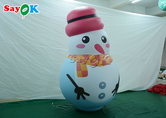 Воздушный шар белого крытого снеговика орнаментов раздувного модельный с розовой шляпой