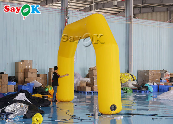 Свод входа раздувной ткани Pvc Оксфорда финишной черты начала желтой на открытом воздухе раздувной с воздуходувкой воздуха 6x0.8x3.5mH