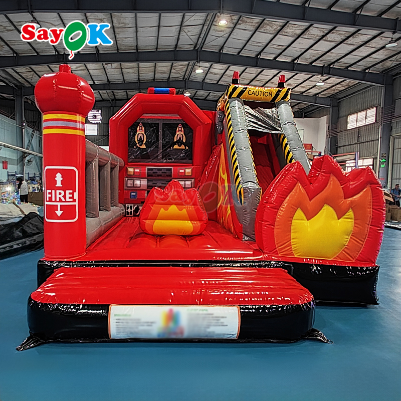Надувная пожарная станция надувный пожарный грузовик вышибальщик со слайдом